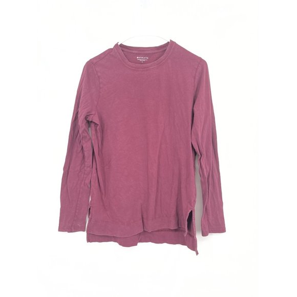 Athleta Long Sleeve Top Burgundy Crew Neck Tunic Womens Size Small - Picture 1 of 4